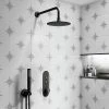 Arezzo Matt Black Push-Button Shower with Handset + Rainfall Shower Head 2 Arezzo Matt Black Push-Button Shower with Handset + Rainfall Shower Head -ShowerLux Shop AZPB2RMBPK p