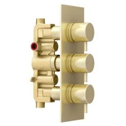 Arezzo Round Brushed Brass 2 Outlet Shower System (Fixed Shower Head + Overflow Bath Filler) 12 Arezzo Round Brushed Brass 2 Outlet Shower System (Fixed Shower Head + Overflow Bath Filler) -ShowerLux Shop AZR2SSB detail3 460