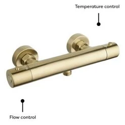 Arezzo Brushed Brass Round Thermostatic Bar Shower Valve -ShowerLux Shop AZRDBB n d4 460