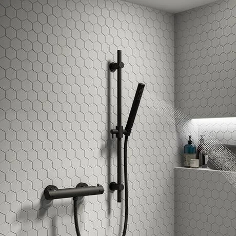 Arezzo Matt Black Round Thermostatic Bar Shower Valve 5 Arezzo Matt Black Round Thermostatic Bar Shower Valve - Image 3