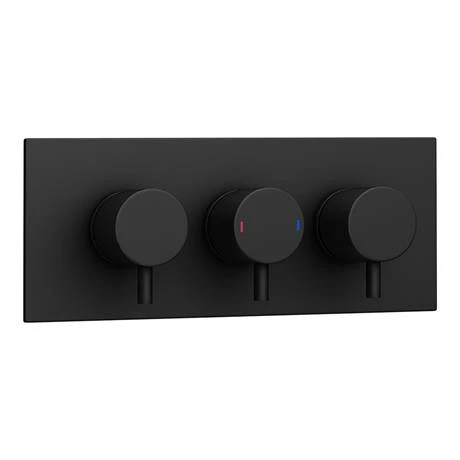 Arezzo Matt Black Round Concealed Triple Shower Valve with Diverter, Handset, Fixed Shower Head + 4 Body Jets 4 Arezzo Matt Black Round Concealed Triple Shower Valve with Diverter, Handset, Fixed Shower Head + 4 Body Jets - Image 2