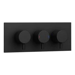 Arezzo Matt Black Round Concealed Triple Shower Valve with Fixed Head + 4 Body Jets -ShowerLux Shop AZRDTSV4BJ d2 460