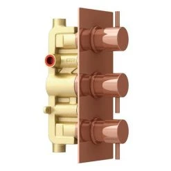 Arezzo Rose Gold Round Thermostatic Shower Pack with Ceiling Mounted Head + Handset -ShowerLux Shop AZRGSPK3 detail3 460