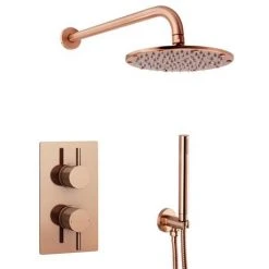 Arezzo Rose Gold Round Shower System (Twin Valve with Diverter, Wall Mounted Head + Handset) 10 Arezzo Rose Gold Round Shower System (Twin Valve with Diverter, Wall Mounted Head + Handset) -ShowerLux Shop AZRGSPK5 detail2 460