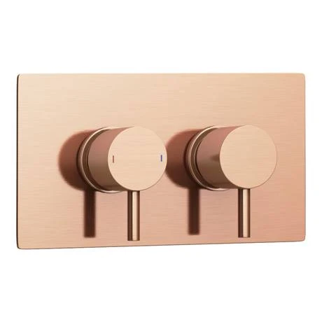 Arezzo Rose Gold Round Shower System (Twin Valve with Diverter, Wall Mounted Head + Handset) 6 Arezzo Rose Gold Round Shower System (Twin Valve with Diverter, Wall Mounted Head + Handset) - Image 4