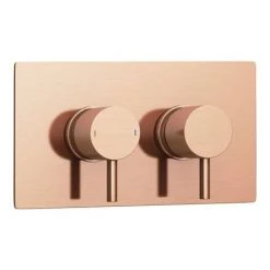 Arezzo Rose Gold Round Modern Twin Concealed Shower Valve -ShowerLux Shop AZRGSV nw d2 460