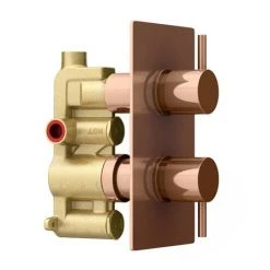 Arezzo Rose Gold Round Modern Twin Concealed Shower Valve -ShowerLux Shop AZRGSV nw d3 460