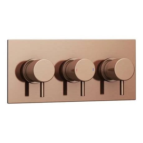 Arezzo Rose Gold Round Modern Triple Concealed Shower Valve 5 Arezzo Rose Gold Round Modern Triple Concealed Shower Valve - Image 3