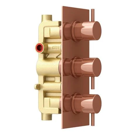Arezzo Rose Gold Round Modern Triple Concealed Shower Valve 6 Arezzo Rose Gold Round Modern Triple Concealed Shower Valve - Image 4