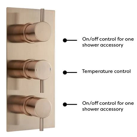 Arezzo Rose Gold Round Modern Triple Concealed Shower Valve 8 Arezzo Rose Gold Round Modern Triple Concealed Shower Valve - Image 6