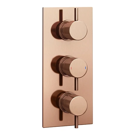 Arezzo Rose Gold Round Modern Triple Concealed Shower Valve 3 Arezzo Rose Gold Round Modern Triple Concealed Shower Valve