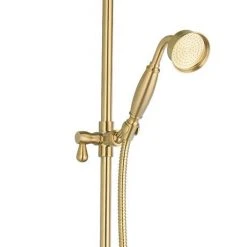 Arezzo Brushed Brass Rigid Riser Kit with Shower Head, Handshower & Diverter -ShowerLux Shop AZRR03BB d2 460
