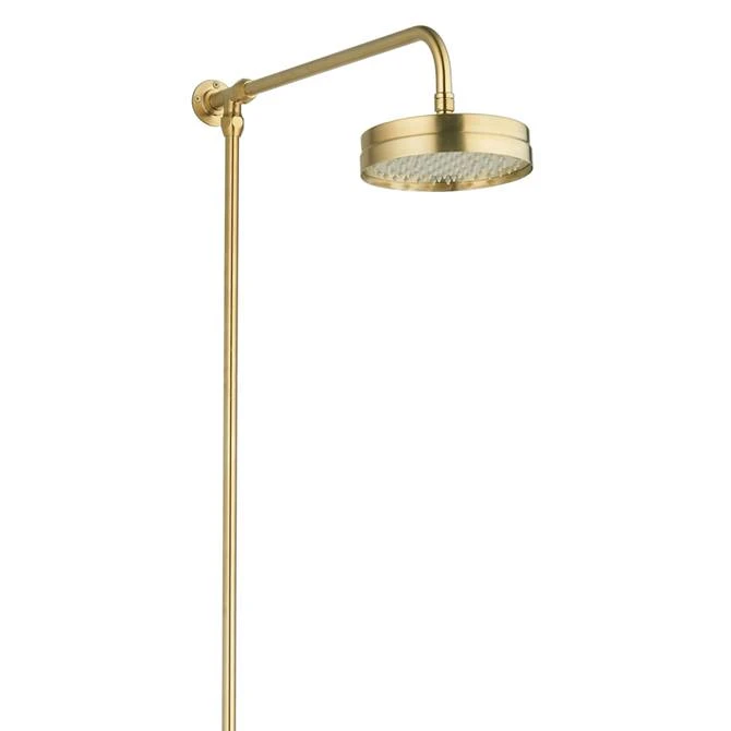 Arezzo Brushed Brass Rigid Riser Kit with 195mm Round Overhead Drench Shower Head 3 Arezzo Brushed Brass Rigid Riser Kit with 195mm Round Overhead Drench Shower Head
