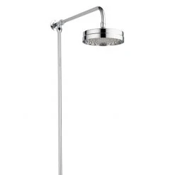 Arezzo Chrome Rigid Riser Kit with 195mm Round Overhead Drench Shower Head