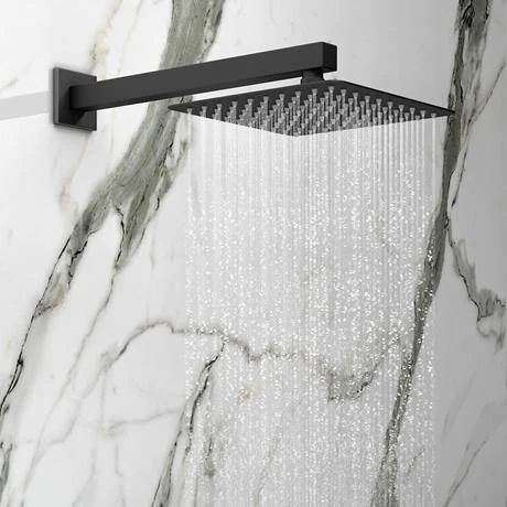 Arezzo Square Matt Black 2 Outlet Shower System (Fixed Shower Head + Overflow Bath Filler) 4 Arezzo Square Matt Black 2 Outlet Shower System (Fixed Shower Head + Overflow Bath Filler) - Image 2