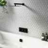 Arezzo Square Matt Black 2 Outlet Shower System (Fixed Shower Head + Overflow Bath Filler) -ShowerLux Shop AZS2SS prod