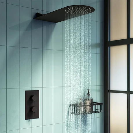 Arezzo Matt Black Round Shower Package w. Concealed Valve + Flat Fixed Shower Head 3 Arezzo Matt Black Round Shower Package w. Concealed Valve + Flat Fixed Shower Head