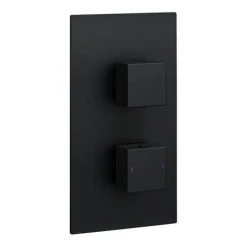 Arezzo Matt Black Square Shower Package w. Concealed Valve + Flat Fixed Shower Head -ShowerLux Shop AZSCVSP2 d2 460