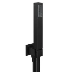 Arezzo Matt Black Square Triple Thermostatic Shower Pack w. Flat Fixed Head + Handset -ShowerLux Shop AZSCVSP3 d5 460