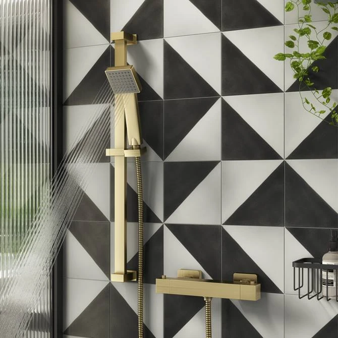 Arezzo Brushed Brass Square Thermostatic Bar Valve + Slide Rail Kit 3 Arezzo Brushed Brass Square Thermostatic Bar Valve + Slide Rail Kit