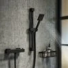 Arezzo Matt Black Square Thermostatic Bar Valve + Slide Rail Kit 1 Arezzo Matt Black Square Thermostatic Bar Valve + Slide Rail Kit -ShowerLux Shop AZSQBVKIT prod01