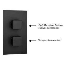 Arezzo Matt Black Square Shower System with Diverter, Fixed Shower Head + 4 Body Jets -ShowerLux Shop AZSQSV4BJ d2 460