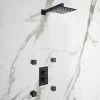 Arezzo Matt Black Square Shower System with Diverter, Fixed Shower Head + 4 Body Jets -ShowerLux Shop AZSQSV4BJ n p