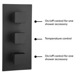 Arezzo Matt Black Square Concealed Triple Shower Valve with Fixed Head + 4 Body Jets 13 Arezzo Matt Black Square Concealed Triple Shower Valve with Fixed Head + 4 Body Jets -ShowerLux Shop AZSQTSV4BJ d5 460