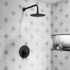 Arezzo Matt Black Round Concealed Dual Thermostatic Valve w. 200mm Shower Head 2 Arezzo Matt Black Round Concealed Dual Thermostatic Valve w. 200mm Shower Head -ShowerLux Shop AZSV4MBPK p