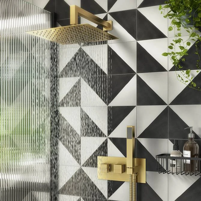 Arezzo Brushed Brass Square Shower System (300mm Fixed Head, Handset + Integrated Parking Bracket) 3 Arezzo Brushed Brass Square Shower System (300mm Fixed Head, Handset + Integrated Parking Bracket)