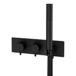 Arezzo Matt Black Round Wall Mounted Thermostatic Shower Valve with Handset 8 Arezzo Matt Black Round Wall Mounted Thermostatic Shower Valve with Handset -ShowerLux Shop AZSVHMB n d2 460