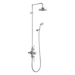 Burlington Avon Thermostatic Two Outlet Exposed Shower Valve, Rigid Riser & Kit with Fixed Head