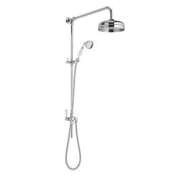 Bayswater Traditional Grand Rigid Riser Kit with White Ceramic Handset