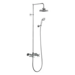 Burlington Eden Thermostatic Two Outlet Exposed Shower Bar Valve, Rigid Riser & Kit with Fixed Head