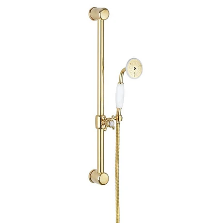 Crosswater Belgravia Unlacquered Brass 600mm Slide Rail Handset & Hose 3 Crosswater Belgravia Unlacquered Brass 600mm Slide Rail Handset & Hose