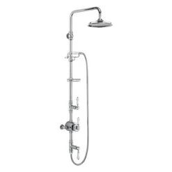 Burlington Stour Thermostatic Exposed Two Outlet Shower Valve, Rigid Riser, Hose & Handset with Fixed Shower Head