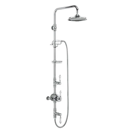 Burlington Stour Thermostatic Exposed Two Outlet Shower Valve, Rigid Riser, Hose & Handset with Fixed Shower Head 3 Burlington Stour Thermostatic Exposed Two Outlet Shower Valve, Rigid Riser, Hose & Handset with Fixed Shower Head