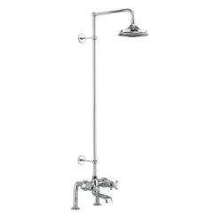 Burlington Tay Deck Mounted Bath Shower Mixer & Rigid Riser with Fixed Head