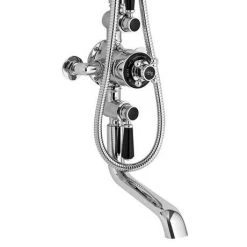 Hudson Reed Topaz Black Triple Thermostatic Shower Valve with Rigid Riser Kit + Bath Spout -ShowerLux Shop BTSVT103 d3 460