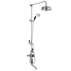Hudson Reed Topaz Black Triple Thermostatic Shower Valve with Rigid Riser Kit + Bath Spout