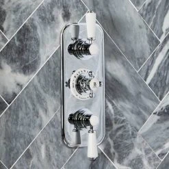Bayswater White Triple Concealed Thermostatic Shower Valve 6 Bayswater White Triple Concealed Thermostatic Shower Valve -ShowerLux Shop Bayswater showers D2 460
