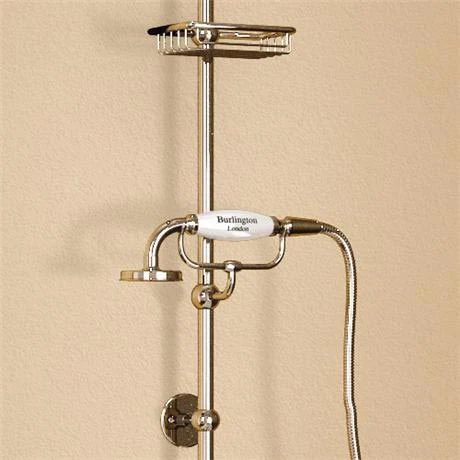 Burlington Birkenhead Wall Mounted Angled Bath Shower Mixer w Riser, 9" Rose & Soap Basket 4 Burlington Birkenhead Wall Mounted Angled Bath Shower Mixer w Riser, 9" Rose & Soap Basket - Image 2