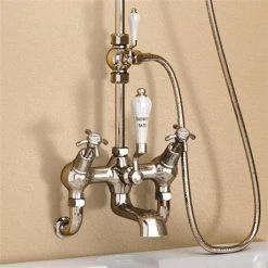 Burlington Anglesey Wall Mounted Angled Bath Shower Mixer w Riser, 9" Rose & Soap Basket 8 Burlington Anglesey Wall Mounted Angled Bath Shower Mixer w Riser, 9" Rose & Soap Basket -ShowerLux Shop Burlington Birkenhead Wall Mounted Angled Bath Shower Mixer H365 BI d2 375 1