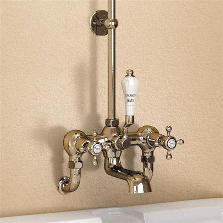 Burlington Birkenhead Wall Mounted Bath Shower Mixer w Rigid Riser, Straight Arm & 6" Rose 3 Burlington Birkenhead Wall Mounted Bath Shower Mixer w Rigid Riser, Straight Arm & 6" Rose - Image 2
