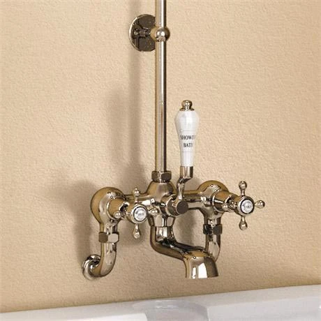 Burlington Anglesey Wall Mounted Bath Shower Mixer w Rigid Riser, Straight Arm & 6" Rose 4 Burlington Anglesey Wall Mounted Bath Shower Mixer w Rigid Riser, Straight Arm & 6" Rose - Image 2