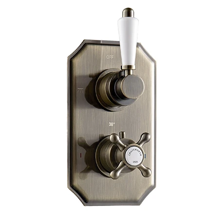 Chatsworth 1928 Antique Brass Twin Concealed Shower Valve 3 Chatsworth 1928 Antique Brass Twin Concealed Shower Valve