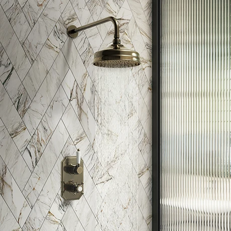 Chatsworth 1928 Antique Brass Traditional Shower with Concealed Valve + 8" Head 3 Chatsworth 1928 Antique Brass Traditional Shower with Concealed Valve + 8" Head