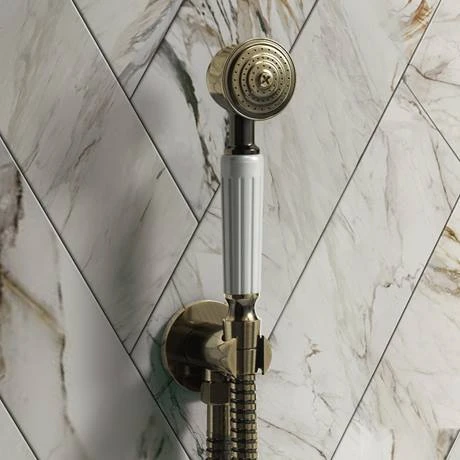 Chatsworth 1928 Antique Brass Traditional Shower with Concealed Valve, 8" Head + Handset 8 Chatsworth 1928 Antique Brass Traditional Shower with Concealed Valve, 8" Head + Handset - Image 6