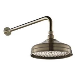 Chatsworth 1928 Antique Brass Traditional Shower w. Concealed Valve, 8" Head + Slide Rail Kit -ShowerLux Shop CH63VABPK2 d3 460