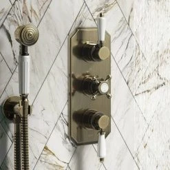 Chatsworth 1928 Antique Brass Triple Concealed Shower Valve 8 Chatsworth 1928 Antique Brass Triple Concealed Shower Valve -ShowerLux Shop CH63VAB d2 460